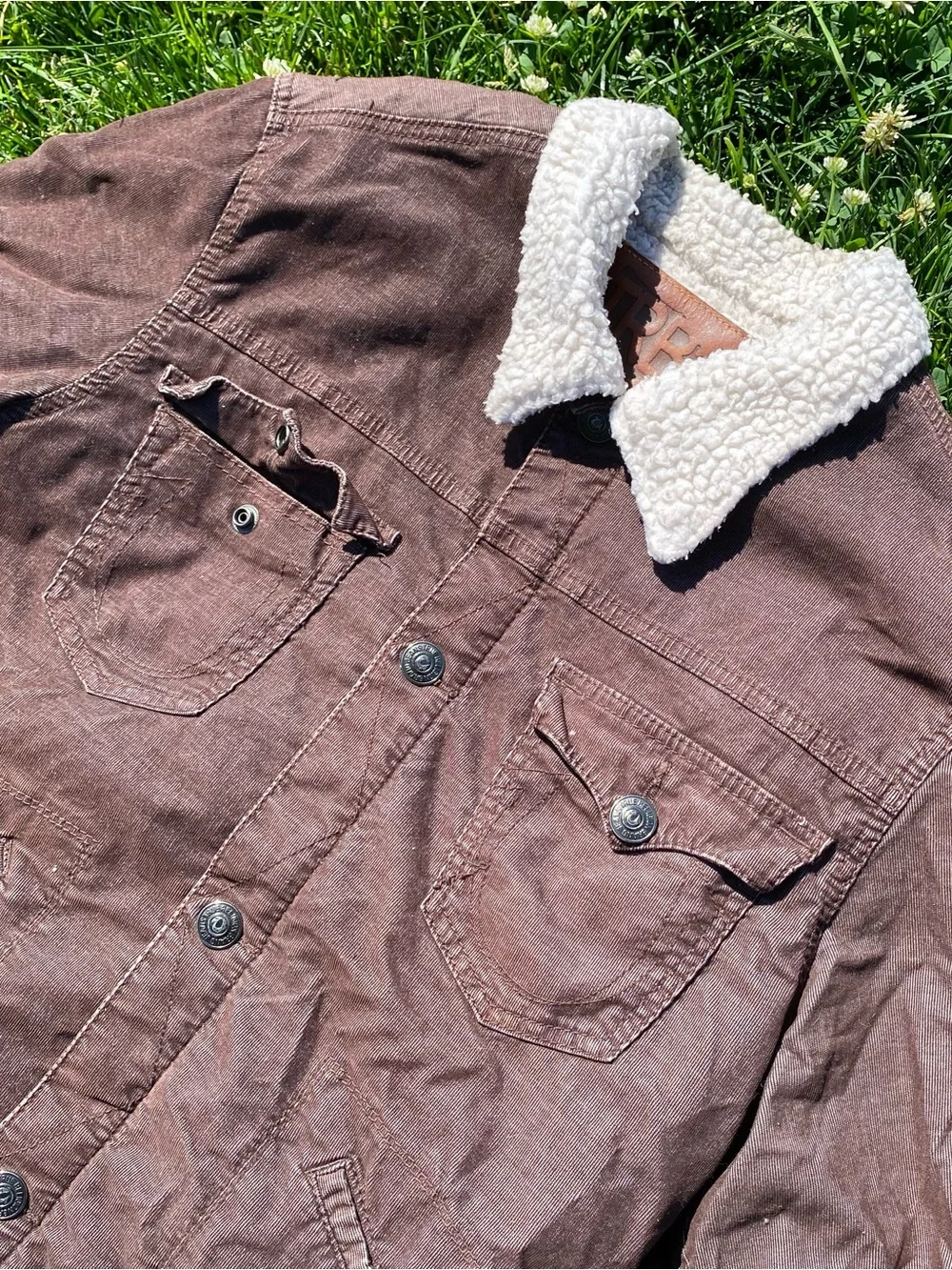 True Religion Men's Brown Sherpa Collar Jacket